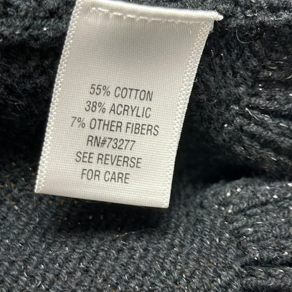 Apt. 9 black sweater with front hooks, ruffle bottom, size M - Picture 5 of 8